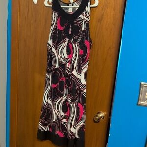 Fashion Bug Black and Pink Swirl Maxi Dress